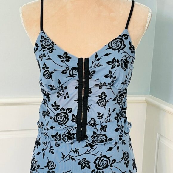 Whimsigoth Velvet Burnout Fairy Goth Grunge Hanky Hem Slip Skirt Set Mesh M/L - Picture 2 of 8